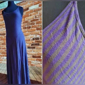 Vintage purple and gray striped bodycon Maxi dress, size extra small